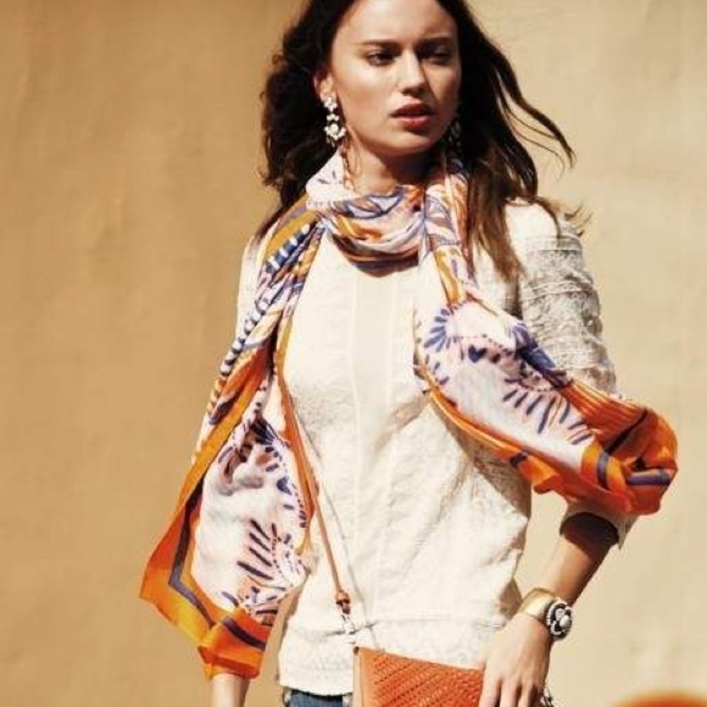 Stella & Dot Tangerine Floral Scarf